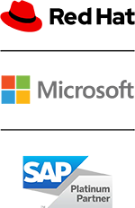 Red Hat, Microsoft und SAP Logos