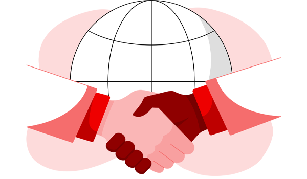 illustration of globe and handshake