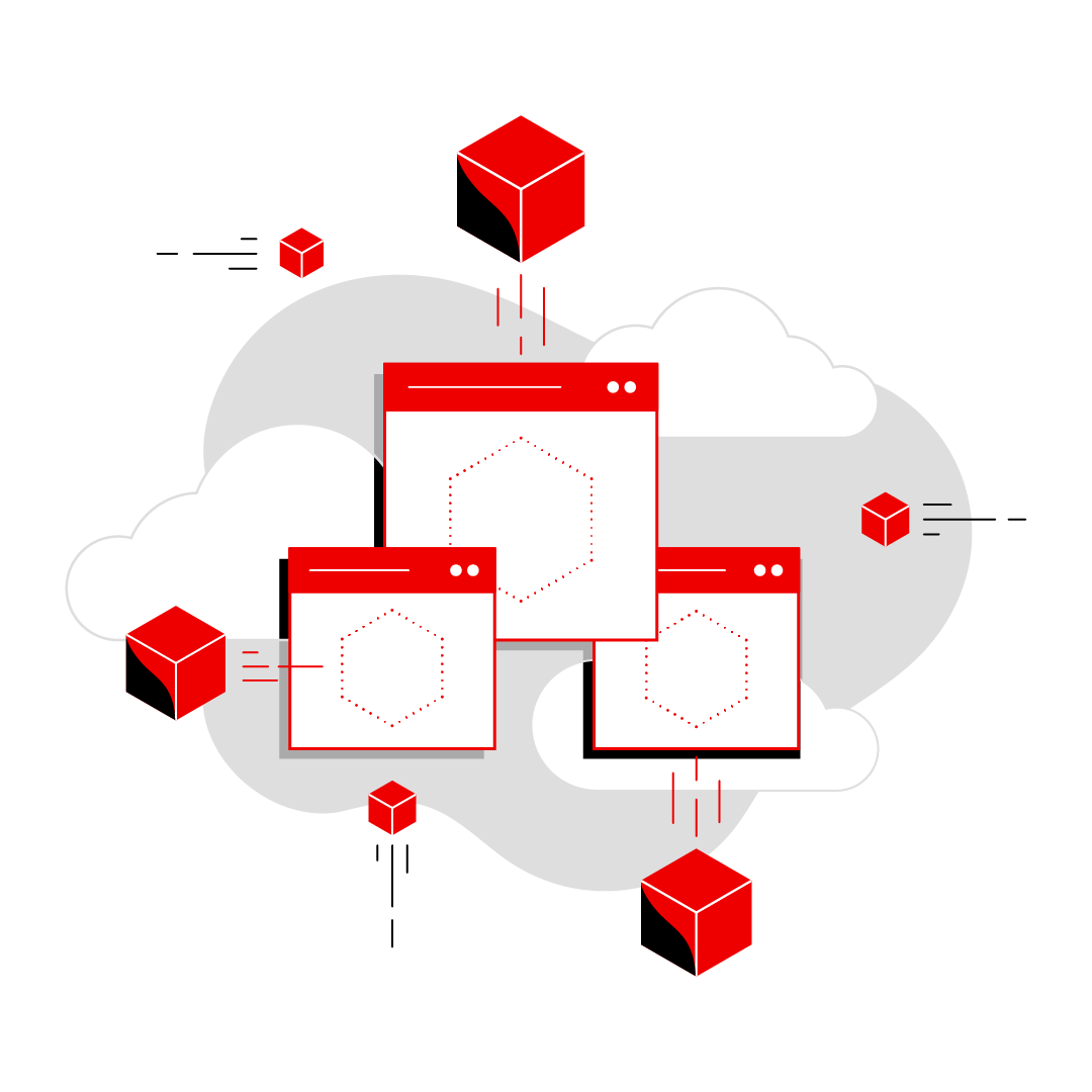 3 Containers in the clouds illustration