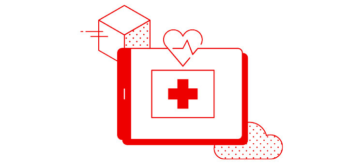 healthcare illustration tablet with a heartbeat