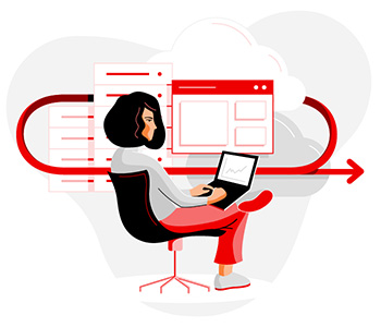 Ilustração de uma mulher trabalhando no computador