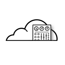 cloud management icon with control panel coming out of cloud