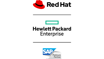 Red Hat, Hewlett Packard, and SAP logos