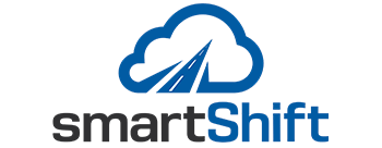 Logotipo de smartShift con el símbolo de una nube y nombre de la empresa abajo