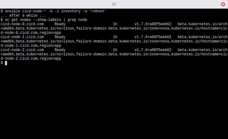 Figure 10: Rebooting nodes