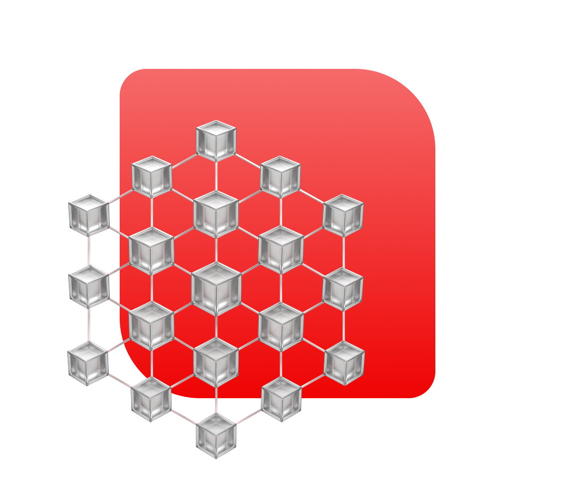 AI model illustration on red background