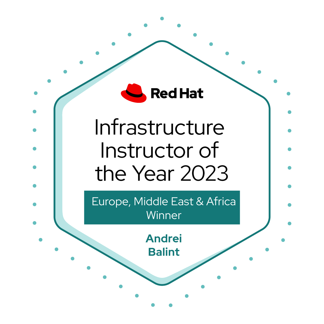 Infrastructure Instructor of the Year 2023 badge