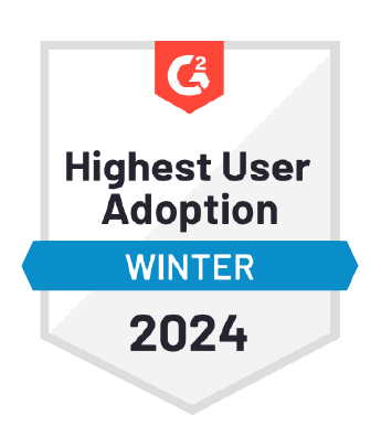 G2 Highest User Adoption Winter 2024 award badge