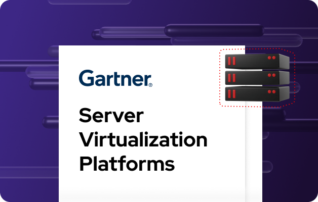 Thumbnail of the Server Virtualization Platforms report with the Gartner logo and a virtual server 3D object