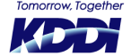 Logotipo de KDDI Tomorrow, Together en azul oscuro