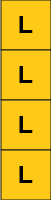 A column that represents a low-rank weight A single column made up of four cells. A letter "L" in each cell.