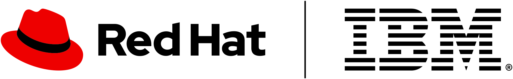 Red Hat corporate logo and the IBM logo