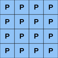 Whole parameter example 4x4 grid each cell contains a letter "P"