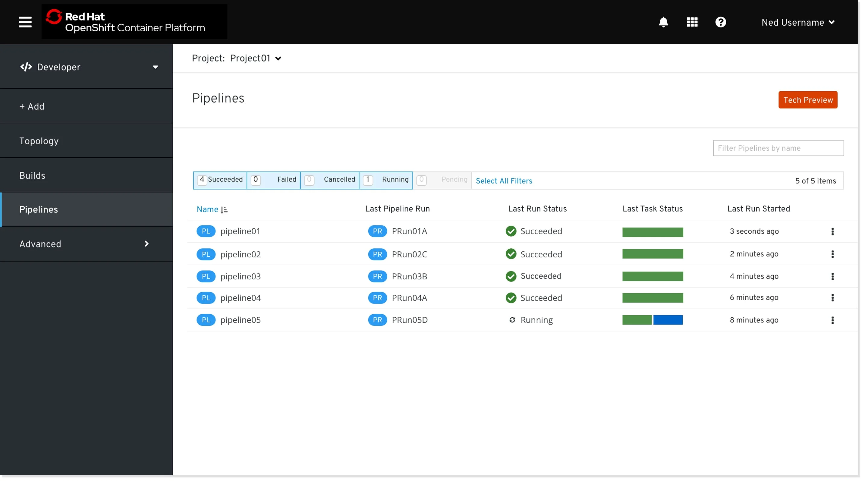 OpenShift Pipelines screen image