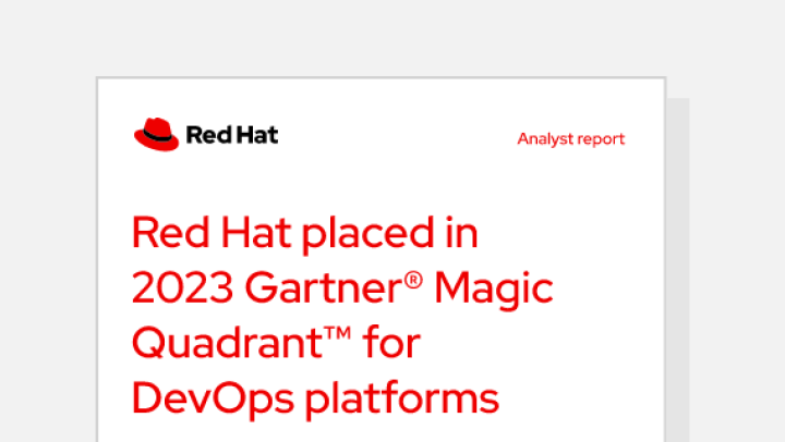 Miniaturansicht der Ressource für den Analystenbericht „Red Hat placed in 2023 Gartner® Magic Quadrant™ for DevOps platforms“