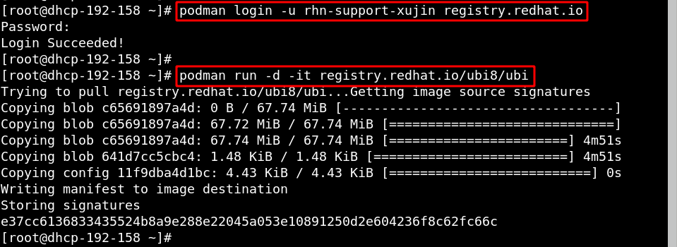 Running podman login and pulling image from registry.redhat.io