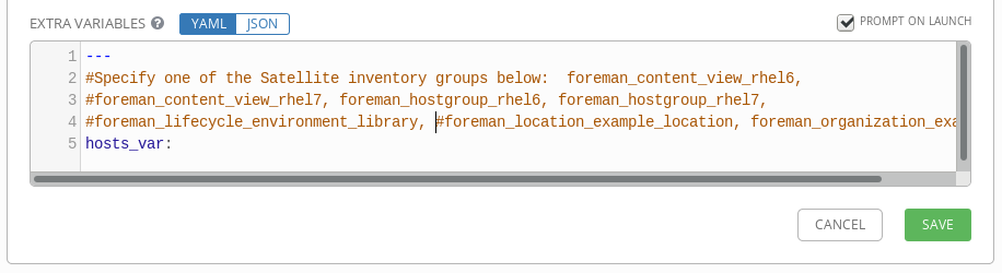 Configuring the job template