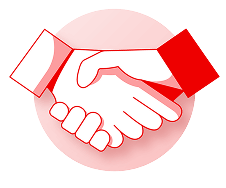 red and white hands shaking