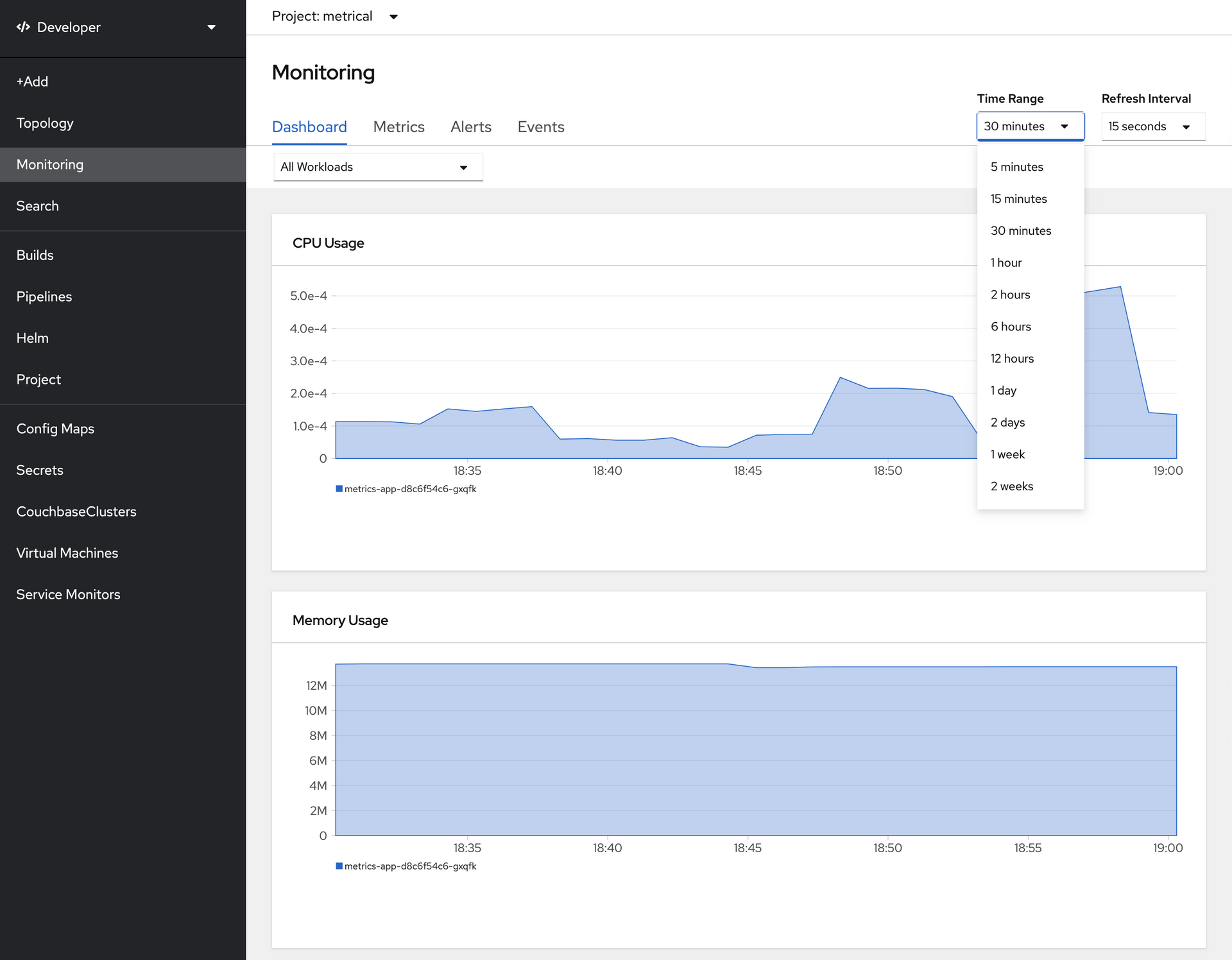 Monitoring your own workloads in the Developer Console in OpenShift  Container Platform 4.6