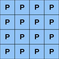 Whole parameter example 4x4 grid each cell contains a letter "P"