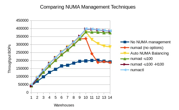 Results of Various NUMA Management Techniques