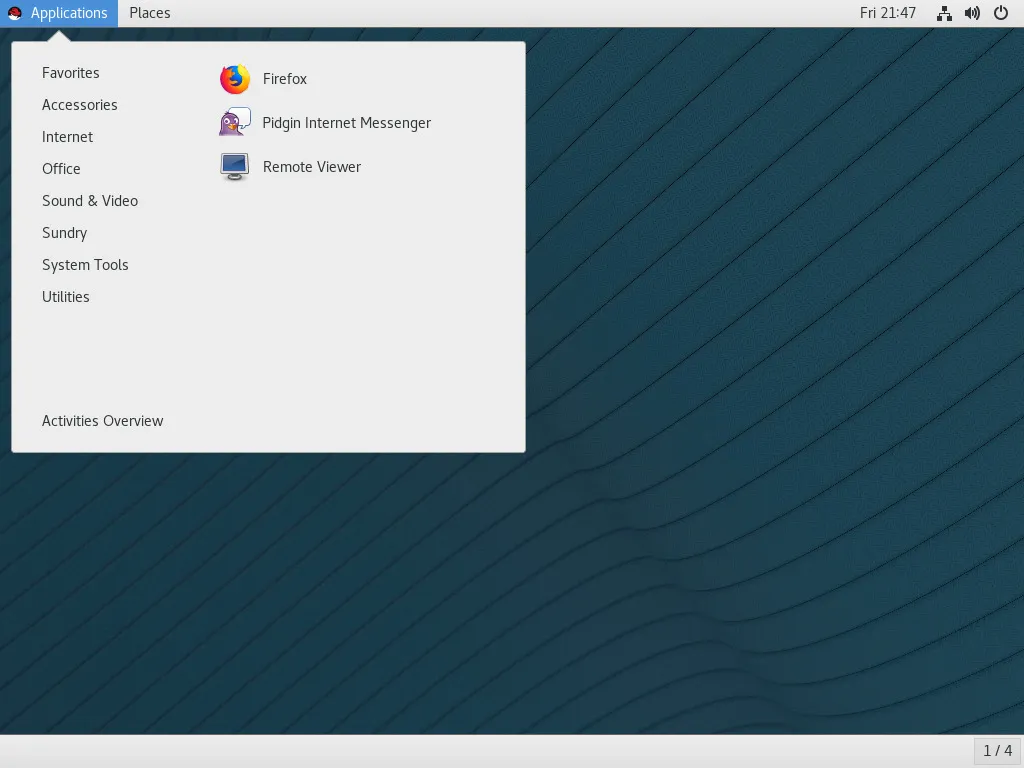 GNOME Classic interface on RHEL 8 with X.org