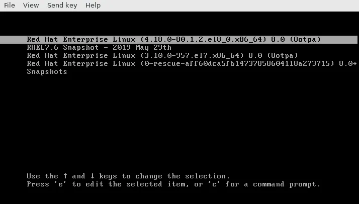 New RHEL 8 GRUB entry