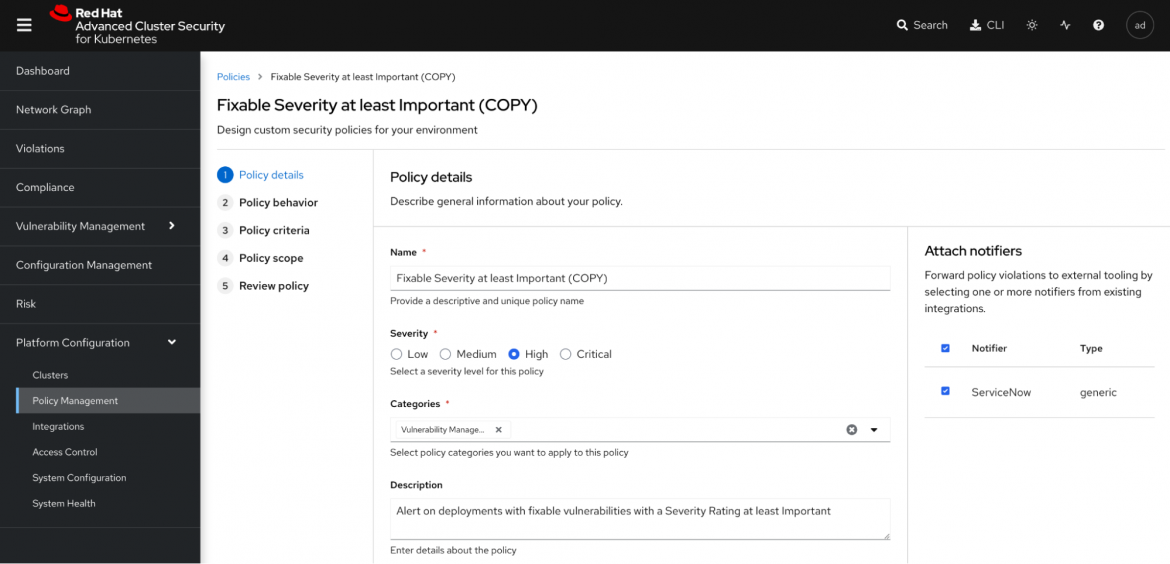 Figure 6: Attach notifier to policy