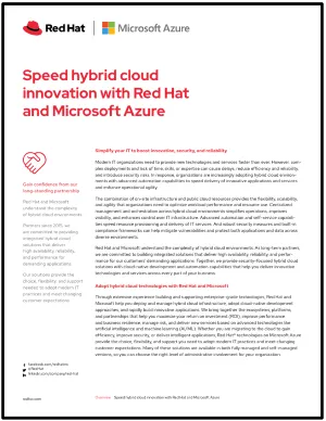 Speed hybrid cloud innovation with Red Hat and Microsoft Azure