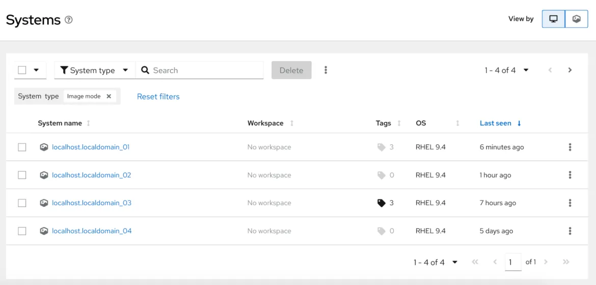 View your image mode RHEL systems