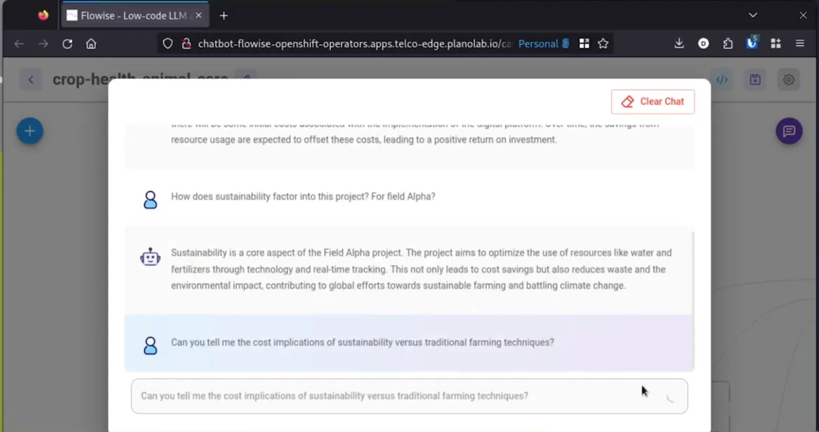 Figure 6: Crop health-related data can be aggregated and made accessible via a ChatBot to the farmer 