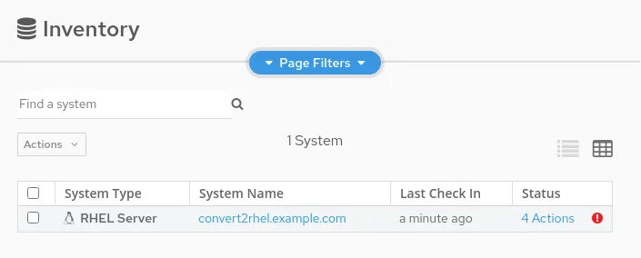 fig 9 convert2rhel Insights Inventory