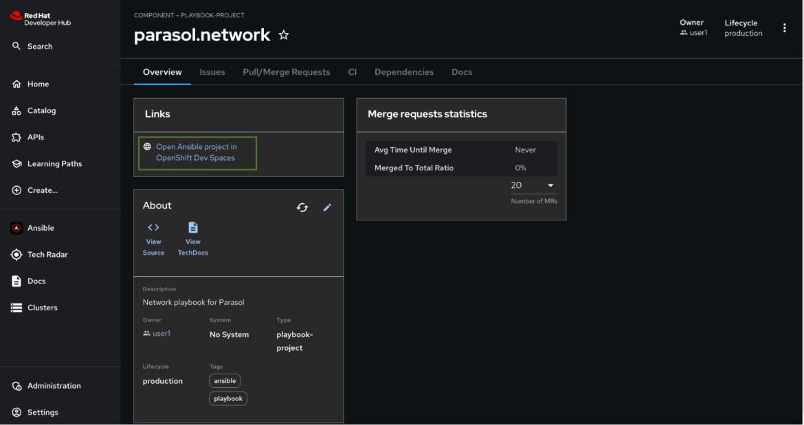 Direct link to Ansible dev spaces.