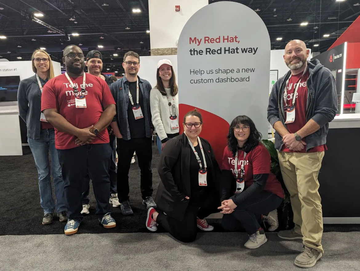 Photo of 1:1 interview in the Experience Zone booth at Red Hat Summit 2024