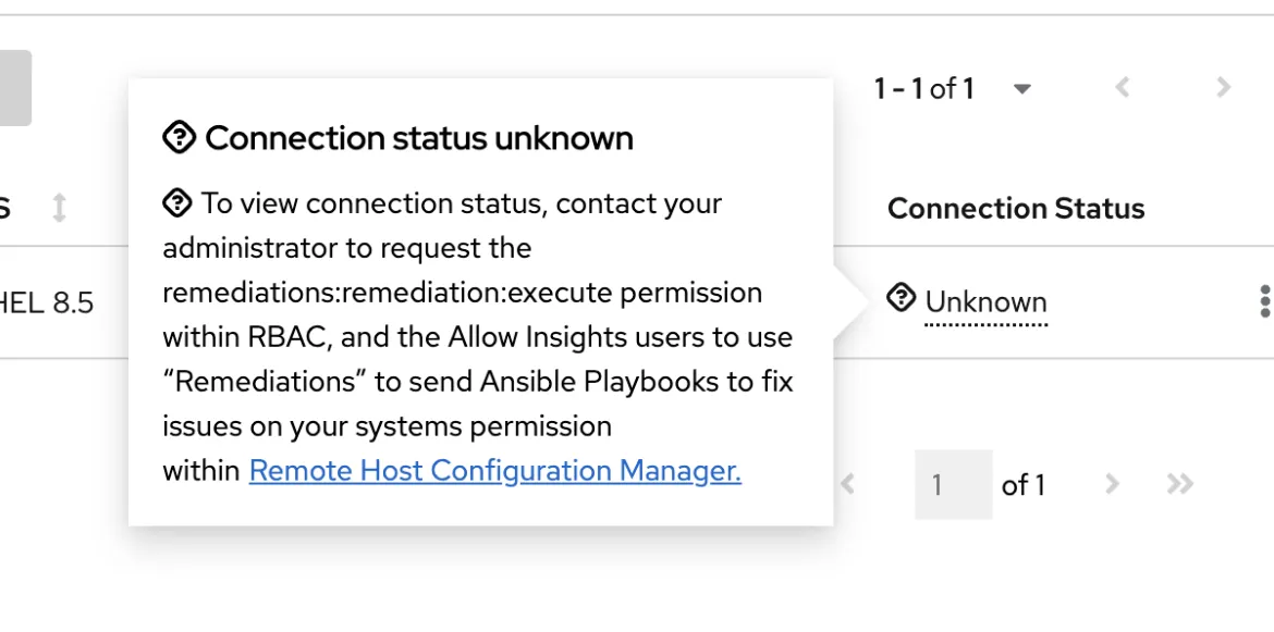 Popover message when connection status is ‘not configured’