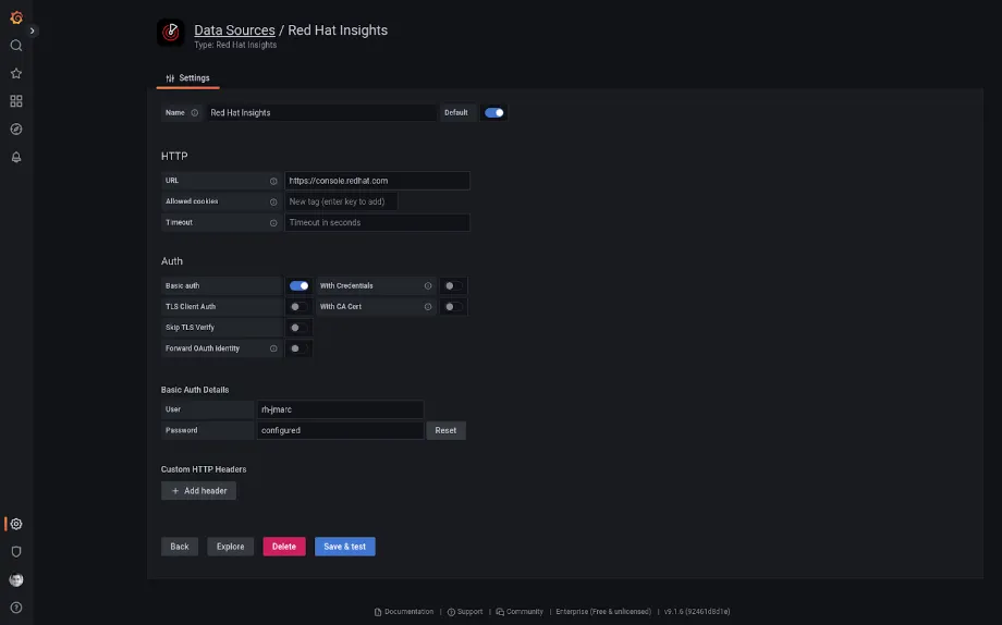 a screenshot showing how to specify the authentication mechanism used to authenticate the Insights API endpoints