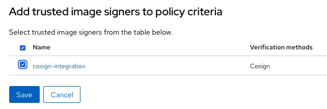 Image signer selection for policy 