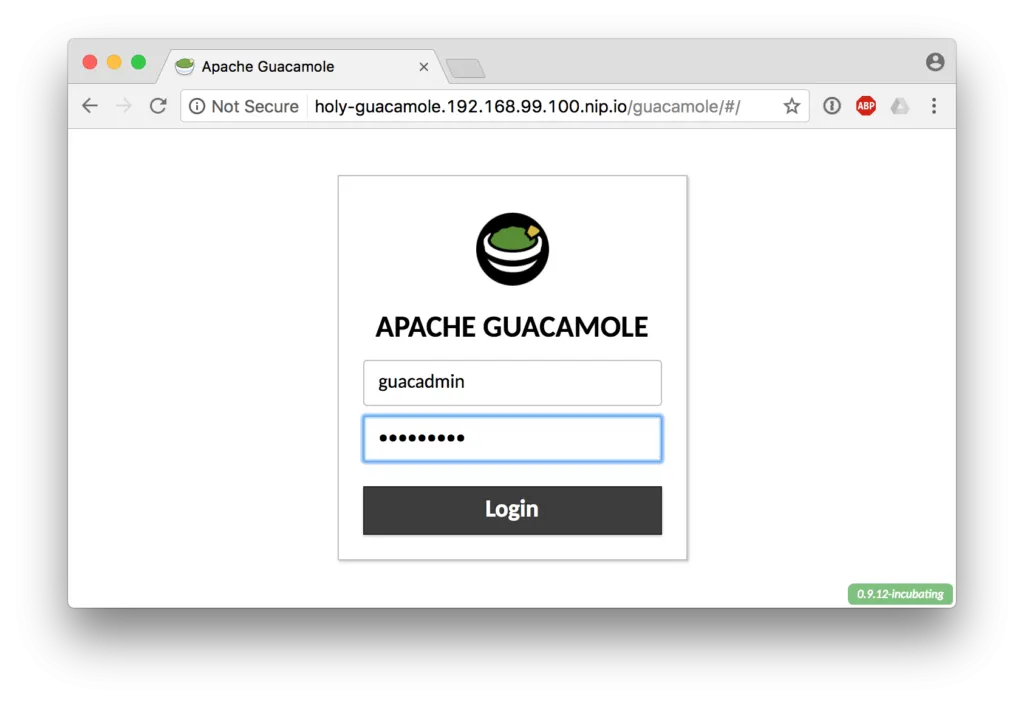 Guacamole Login Screen