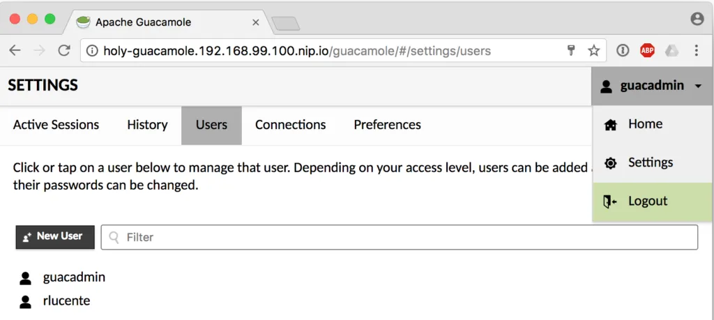 Guacamole Logout