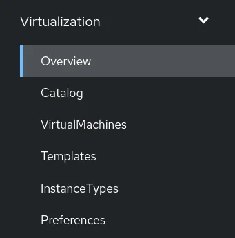 OpenShift Virtualization > Overview menu