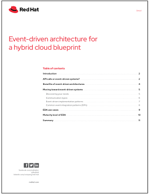 Event-driven architecture for a hybrid cloud blueprint