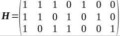     | 1 1 1 0 1 0 0 | H = | 1 1 0 1 0 1 0 |     | 1 0 1 1 0 0 1 |