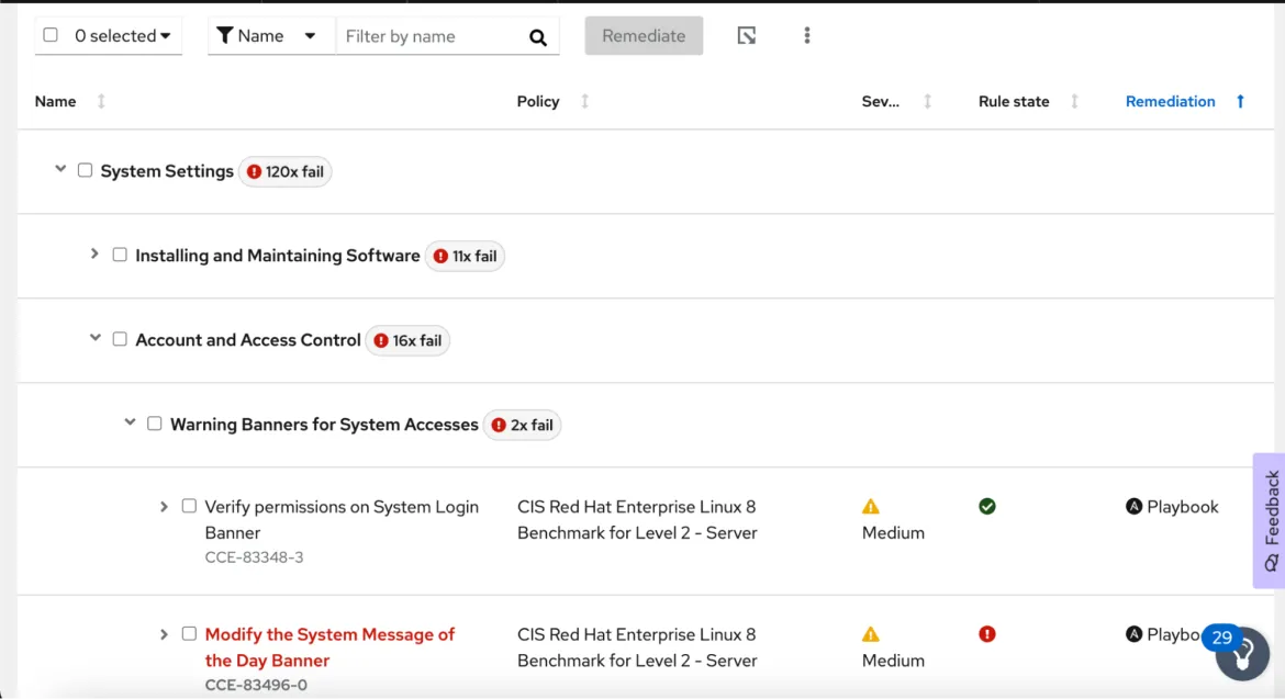 Figure 5: An example of nested/grouping of rules for a report