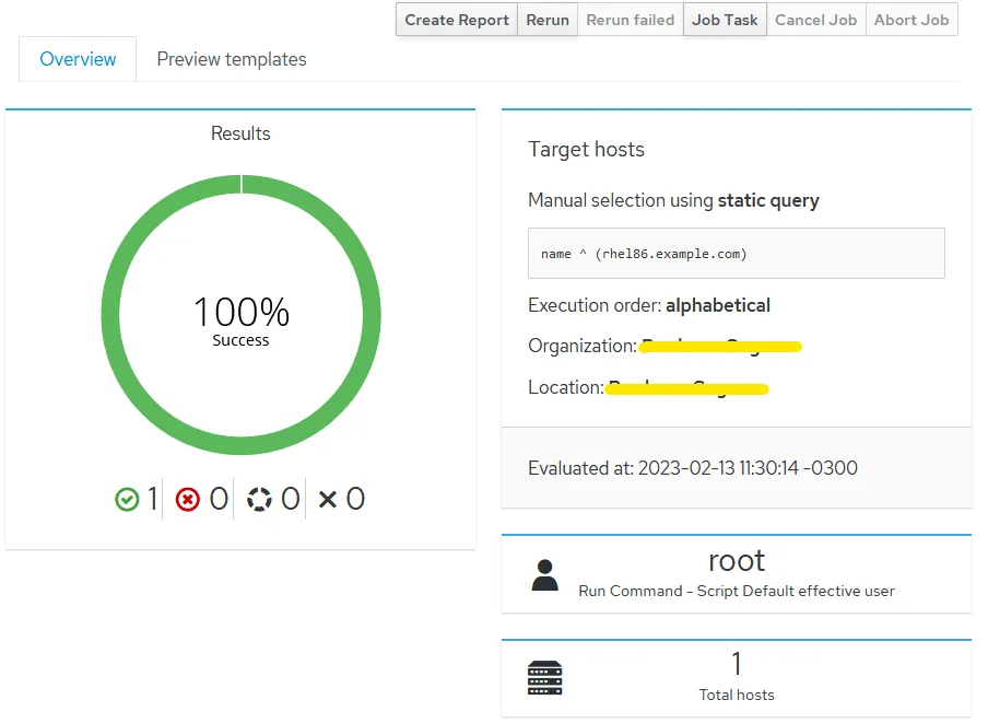 Red Hat Satellite tips: Successful results screen