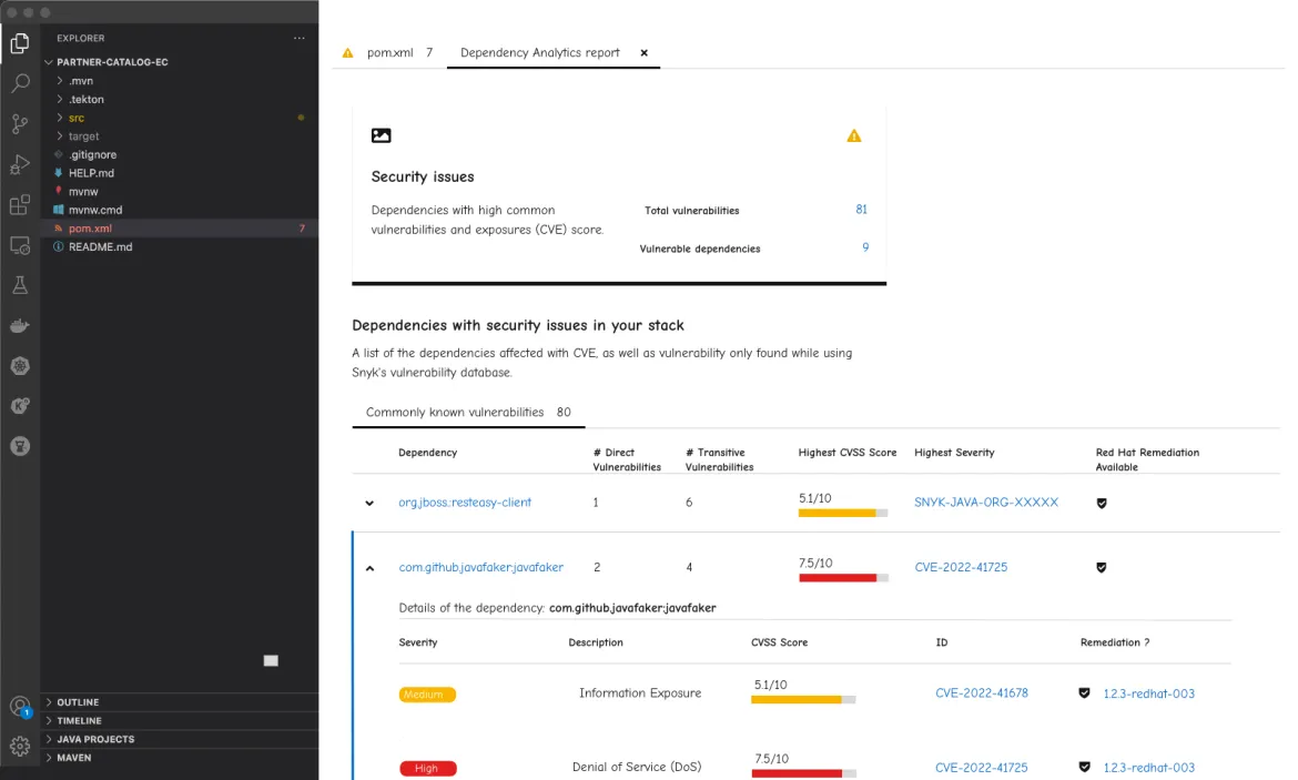 Image 1: Analyze and fix security vulnerabilities from the IDE