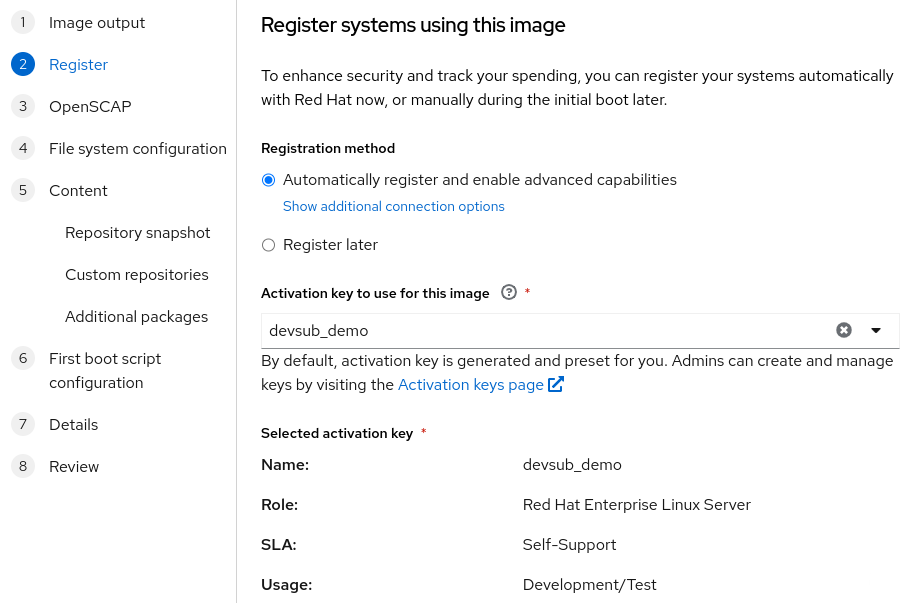 Registration step of image builder