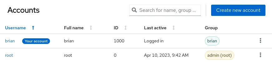 RHEL web console user and group management improvements