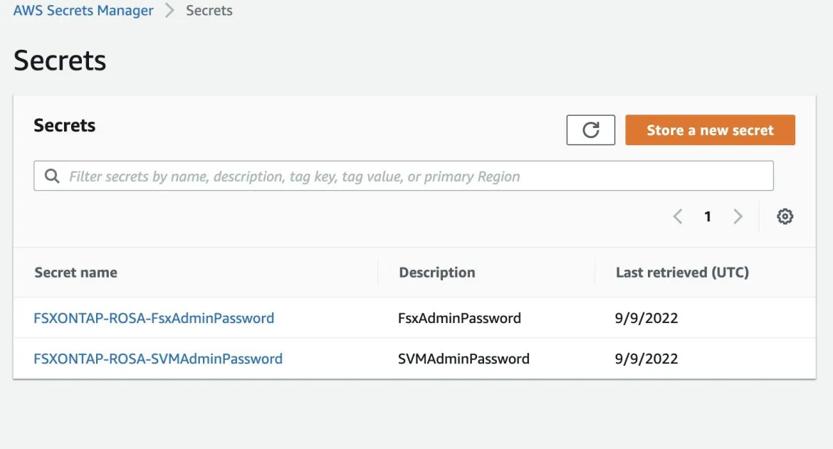 Figure 3 – AWS Secrets Manager Console 