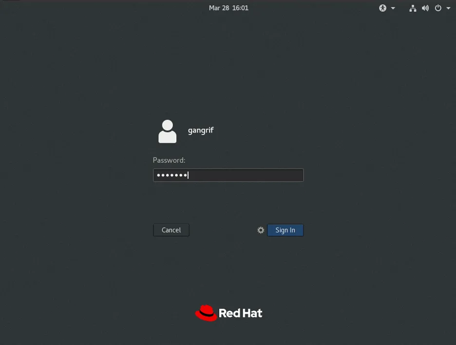 RHEL graphical login prompt