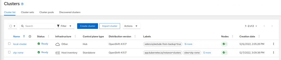 A screenshot hub will display the new single node OpenShift as installed and docked, ready to be used to deploy our workloads.